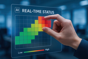 Automatic ai task real time status hand data analysis technology concept