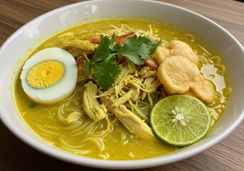 Aromatic Chicken Soto Soup with Lime and Crackers