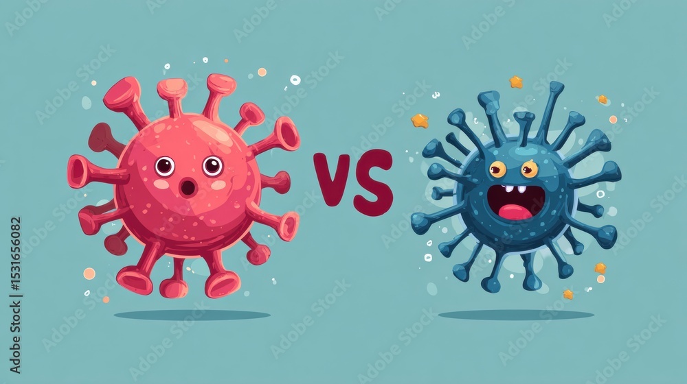 Aufkleber vaccine vs virus comparison chart infographic illustrating differences and impacts on health and soc