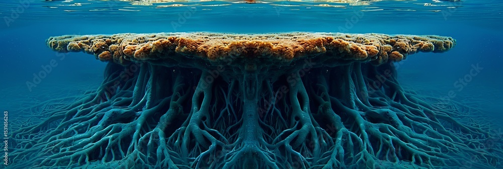 Aufkleber underwater view of extensive tree roots in serene spring