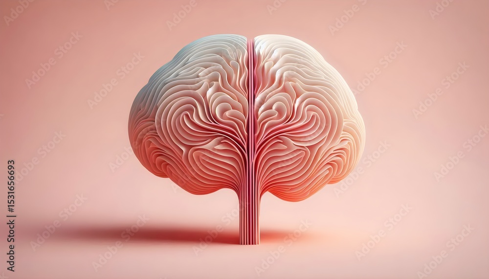 Poster abstract tree design with brain-like foliage centered on pale backdrop for metaphorical emotional we