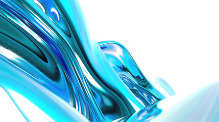 Abstract Fluid Blue Waves Creating a Three-Dimensional Textured Background with Glossy Finish