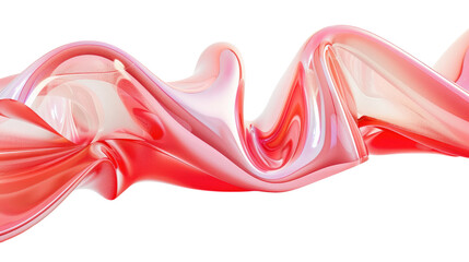 Abstract Smooth Flowing Red and White Translucent Waves with Transparent Background