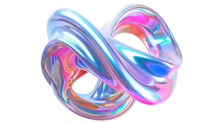 Colorful Abstract 3D Twisted Shape with Iridescent Metallic Finish and Smooth Curves