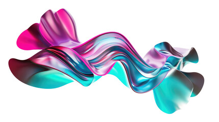 Colorful Abstract Wave Design with Smooth Flowing Shapes on Transparent Background