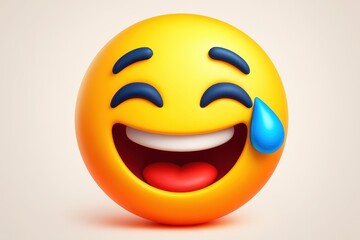 Fototapeta premium Colorful 3D emoji icon with expressive features representing digital communication and social media engagement in modern technology applications