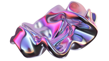 Fluid Metallic Abstract Sculpture with Iridescent Colors and Smooth Flowing Texture