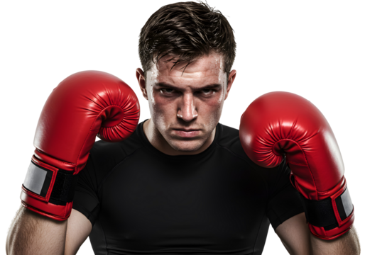 Intense Boxer Red Gloves Fitness Workout Athlete Training - Powered by Adobe
