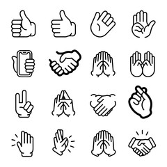 Fototapeta premium High Quality Hand gesture line icon set 