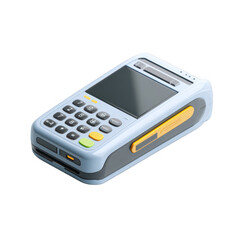 A pos terminal on a surface on transparent background