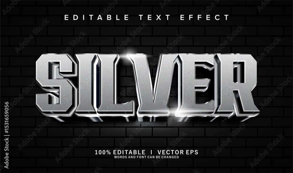 Poster siler 3d vector text effect with modern style design