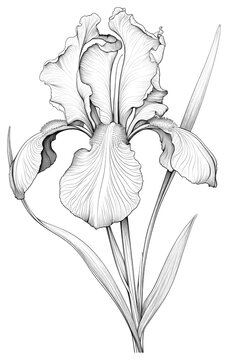 PNG Illustration of Iris iris drawing flower.