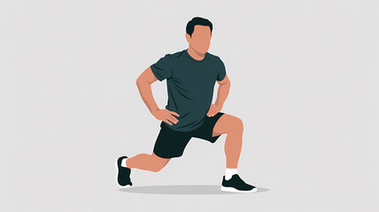 Obraz premium Man exercise to keep body health and good posture by doing warming up stretching