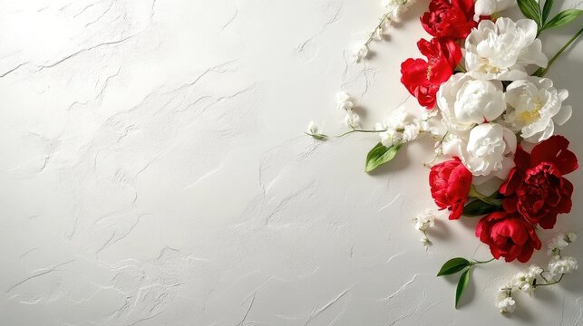 Wedding invitation background with pastel peony bouquet and elegant minimal design