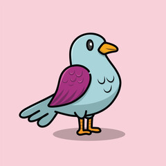 Charming Cartoon Bird with Playful Expression and Bright Colors