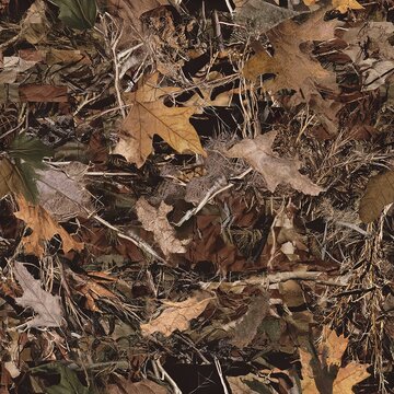 Dry Leaves Dry Bush Foliage Camo, Seamless Texture Pattern