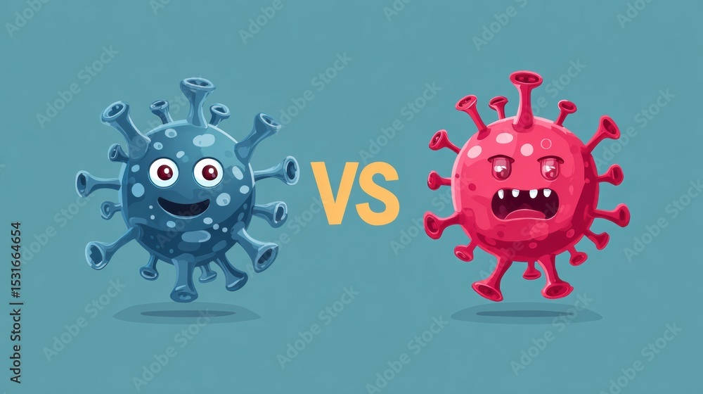 Poster Comparison Chart Illustrating Differences Between Vaccines and Viruses in a Colorful and Engaging Infographic Format