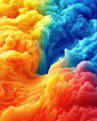 Abstract swirling hues; blue blends into orange