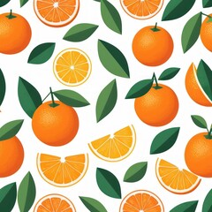 Vibrant Orange Fruit Seamless Pattern Citrus Illustration for Design Projects