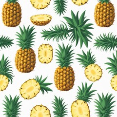 Vibrant Pineapple Pattern Tropical Fruit Seamless Design for Textile, Fabric, and Wallpaper