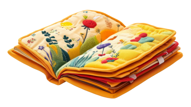 Colorful fabric storybook for infants home soft toy cozy environment close-up imaginative learning