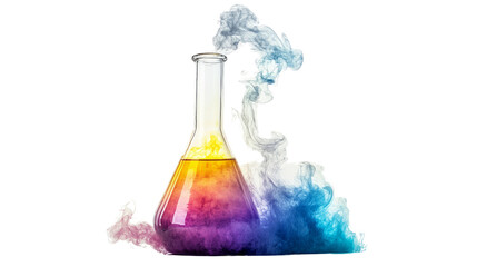 Science experiment with colorful vapor laboratory digital art creative environment close-up view chemistry inspiration