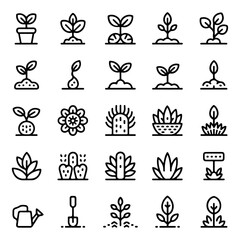Fototapeta premium High Quality Plants line icon set