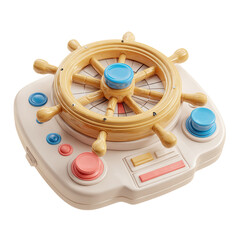 Retro Game Controller Ship Wheel 3D Render.