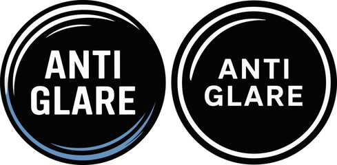 Anti-Glare Circle Logo – Vector Design for Product Label, Information Sticker, Screen Protection Badge, Modern Minimal Icon


