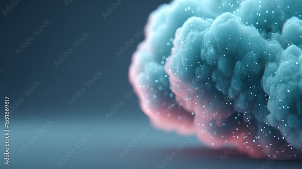 Poster colorful abstract cloud with light particles in soft background