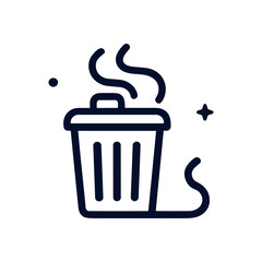Stinky trash emitting fragrant fumes. Icon symbol illustration