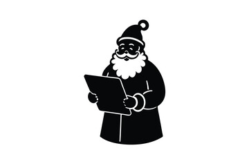 Santa Claus holding list vector art illustration