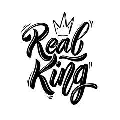 Typography T-Shirt Design - Real King Written - Transparent Design - PNG Graphics
