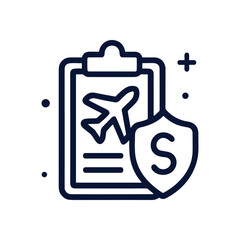 Travel insurance checklist secured icon. Icon symbol illustration