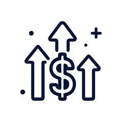 Financial arrows ascending money rising. Icon symbol illustration