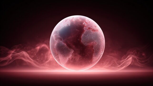 Abstract red globe with smoke effect illustrating global connection