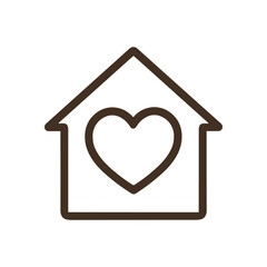 Home filled with love outlined. Icon symbol illustration