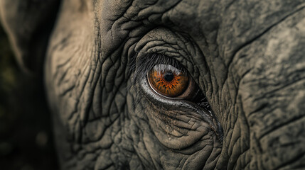 Fototapeta premium Close-Up of Elephant Eye with Wrinkled Skin in Natural Lighting
