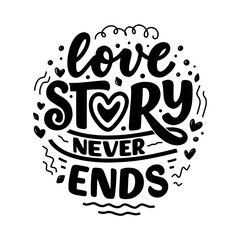Typography T-Shirt Design - love story never ends - Transparent Design - PNG Graphics