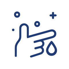 Handwashing cleans droplets with stylized design. Icon symbol illustration