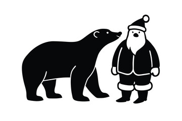 Santa Claus with polar bear vector art illustration