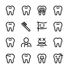 High Quality Medical dental care line icon set