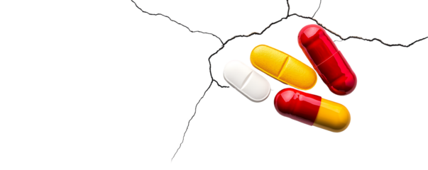 Assorted Pills And Capsules Isolated Against Transparent Background