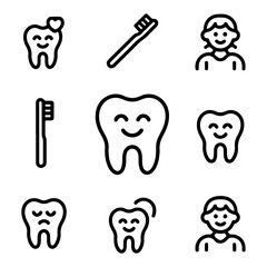 High Quality Medical dental care line icon set