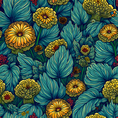 Cool and colorful floral art full of funky shapes, cute flowers, and jungle vibes. Like a magical forest party!