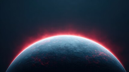 Obraz premium Bright Planet Horizon with Glowing Edge Against Dark Background