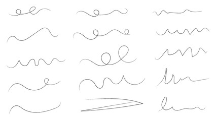 Pencil brush crayon marker chalk texture line stroke element set. Handwritten marker paint chalk paper cross. Scribble crayon pencil stroke doodle underline shape. Vector illustration