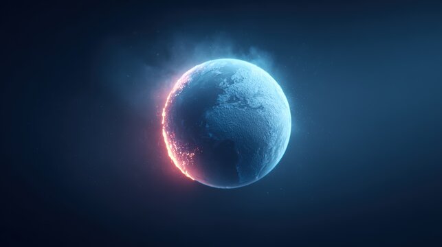 Digital Representation of Earth with Fiery Edge and Cosmic Vibe