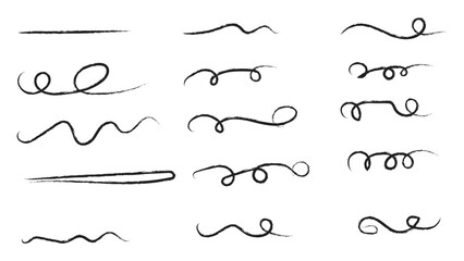 Pencil brush crayon marker chalk texture line stroke element set. Handwritten marker paint chalk paper cross. Scribble crayon pencil stroke doodle underline shape. Vector illustration