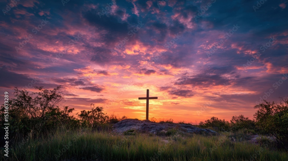 Poster the composition of the image is perfectly balanced, with the cross centered in the frame and the vib
